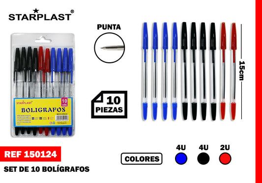 10 canetas de cores variadas