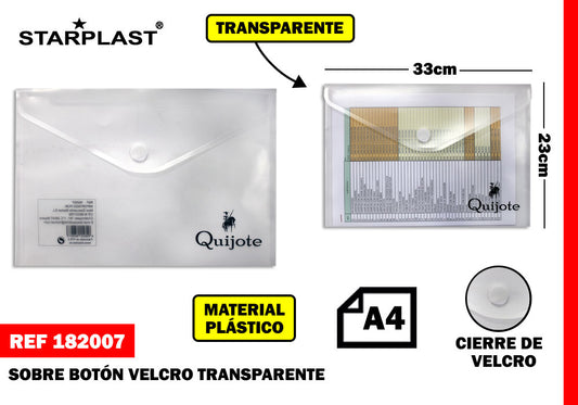 Sobre Boton Velcro A4 Transparente