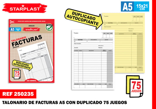 Facturas 2 Copias A5 75Juegos