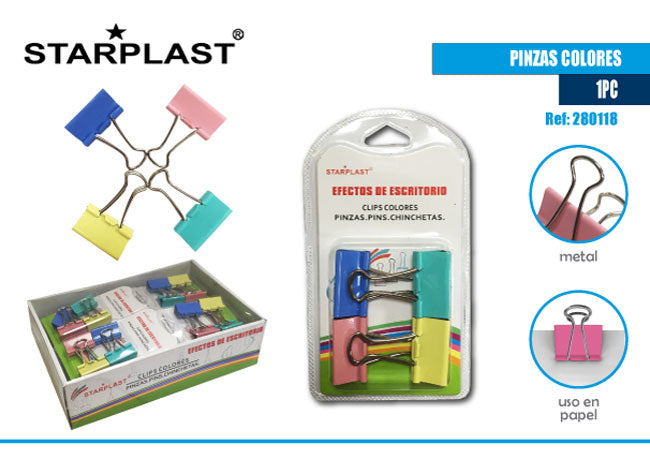 Pinza Meta De Color 4Pcs