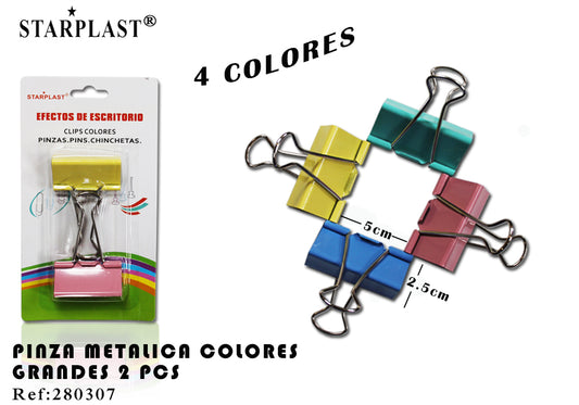 Pinza Metalica Colores Grande 2Pcs