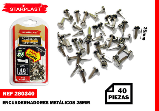 Encuadernadores Plata 25Mm 40Pcs