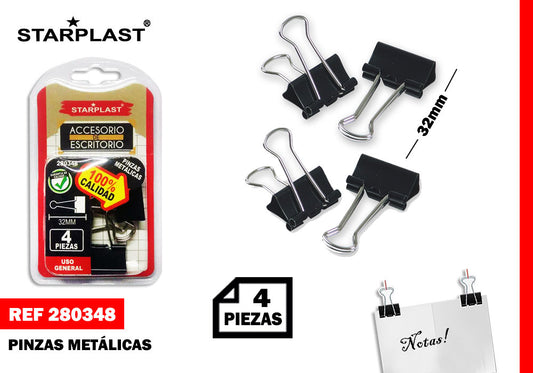 Pinça metálica 32mm 4 unidades