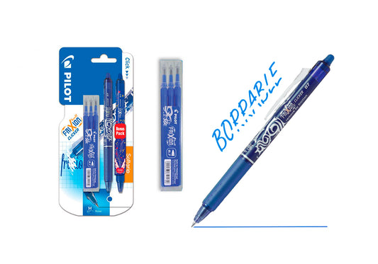 1 caneta Pilot Frixion Clicker com 3 recargas azuis