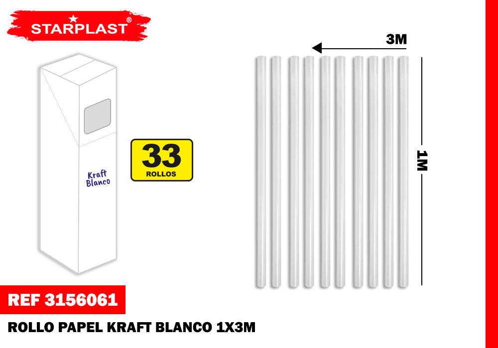 Eu-Rollo Kraft Blanco 1X3M