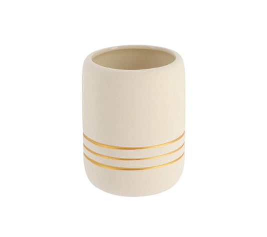 Vaso Estriado Gres Oro - Natural