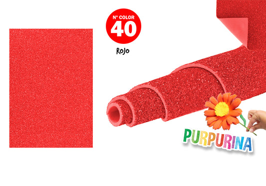 Goma Eva Purpurina 40X60Cm 2Mm N40 Rojo