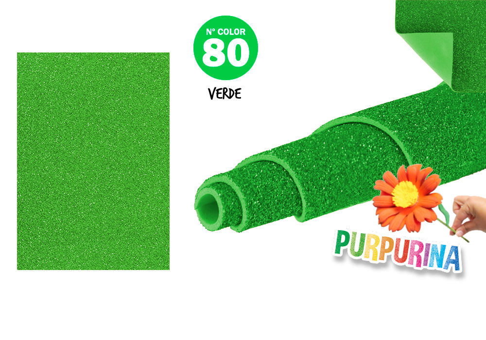 Goma Eva Purpurina 40X60Cm 2Mm N80 Verde