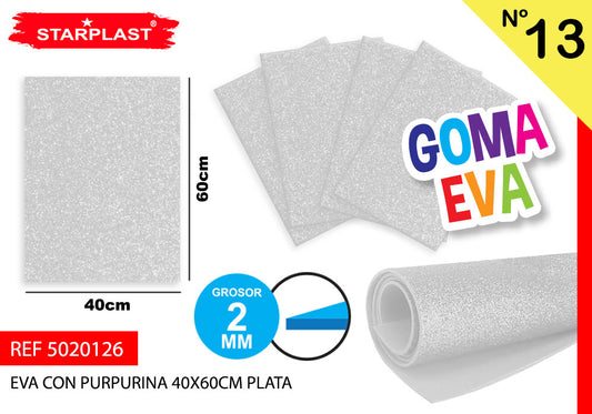 Goma Eva Purpurina 40X60Cm 2Mm N13 Plata