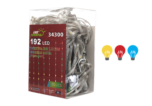 Cortina de Luzes Led 192Leds Modelo Água 1,8m de largura x 1,2m de comprimento