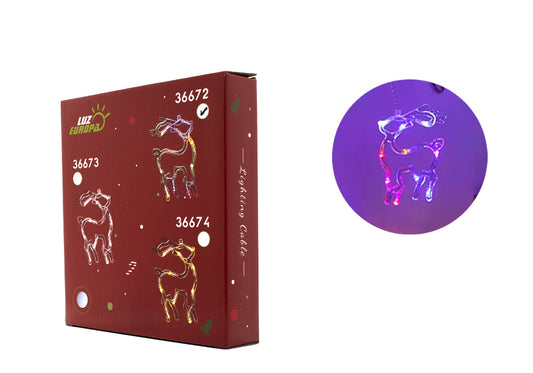 Luzes LED de renas multicoloridas