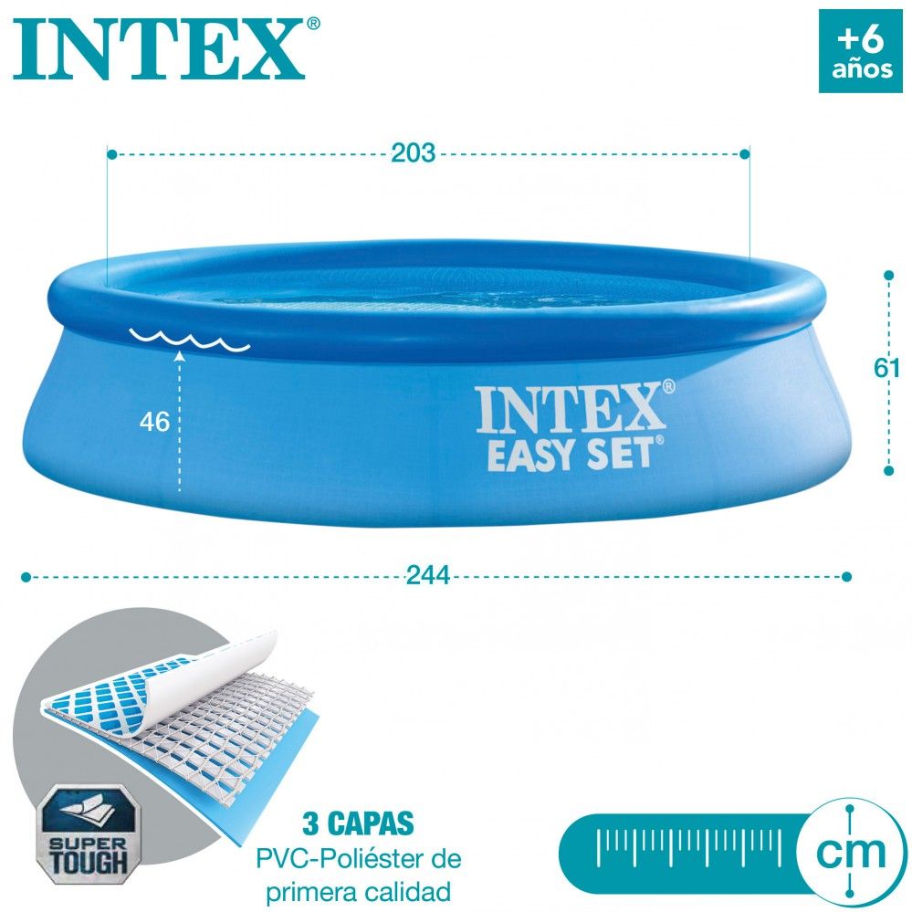 Piscina Hinchable Easy Set Intex Con Depuradora 240x61cm 1942L