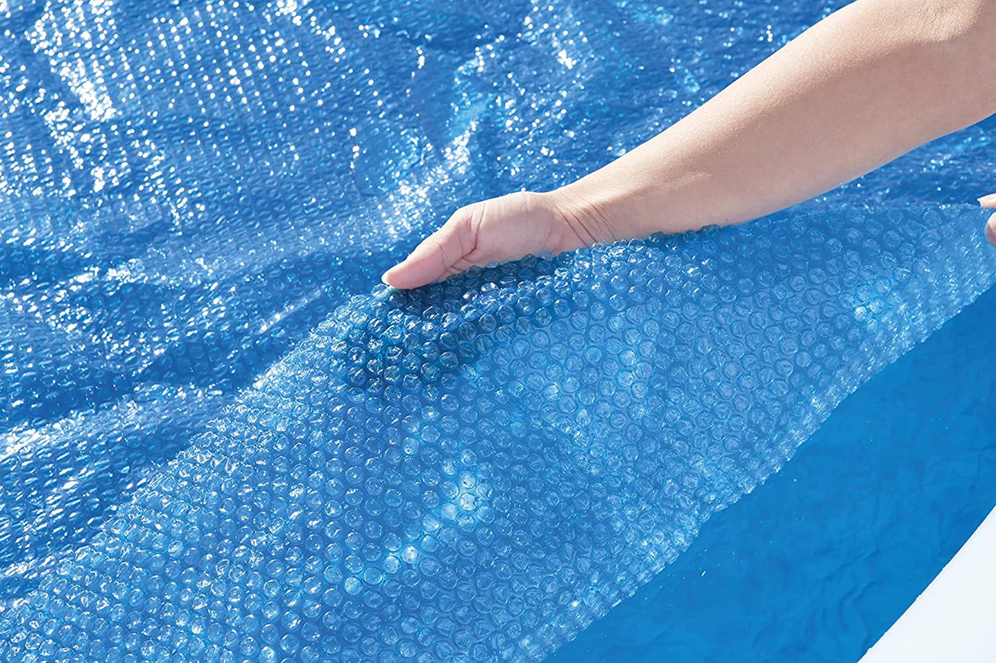 BESTWAY 58241 - Cobertor Solar Piscina Desmontable Redonda Ø289 cm PVC Resistente al Sol Azul de Fácil Instalación 100x45x115 cm