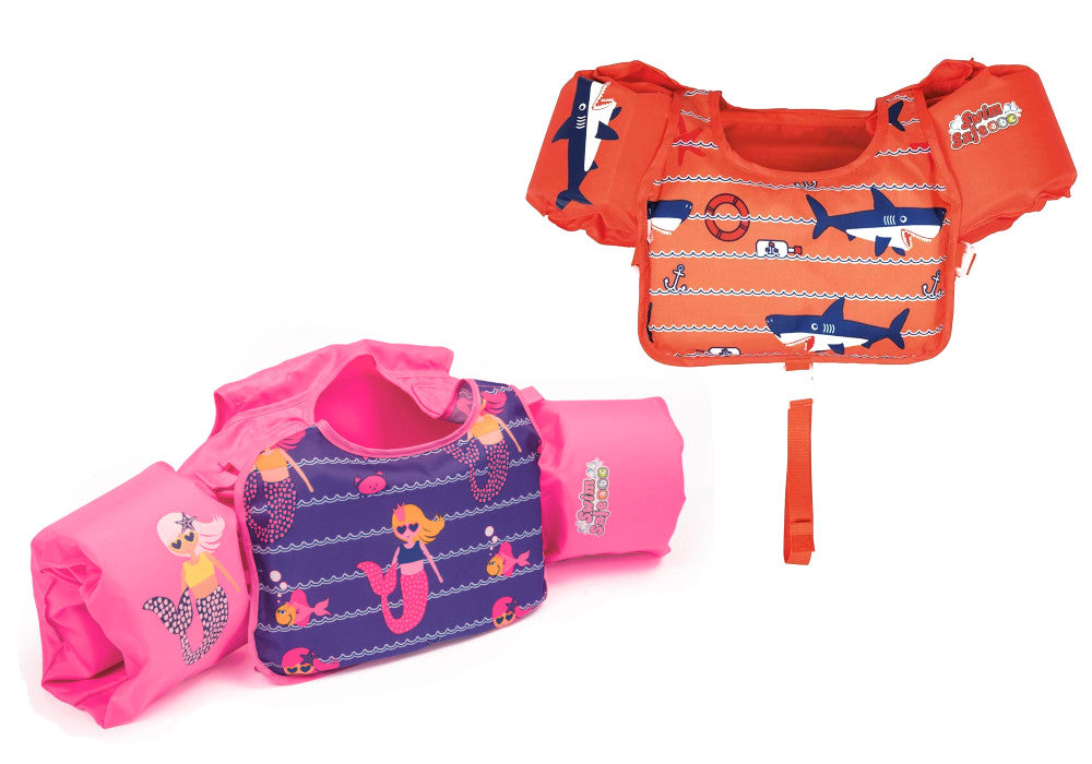 Bestway Chaleco Rosa o Rojo diseño sirena o tiburones con manguitos relleno foam