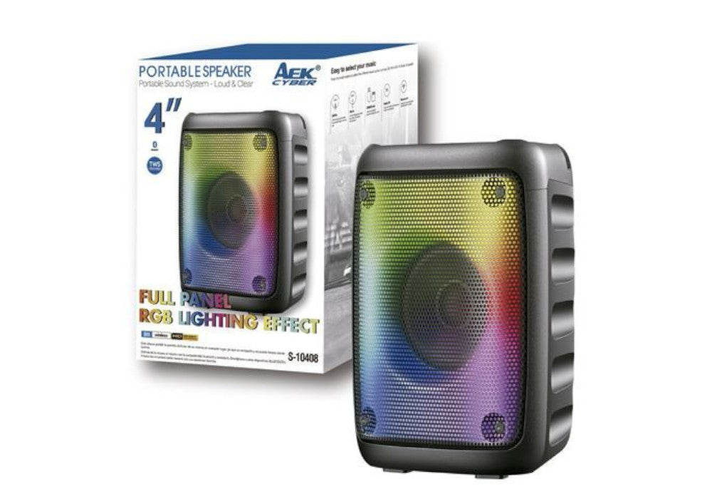 Aek Cyber ​​​​Speaker Modelo S-10408 BLUETOOTH 4 RGB | TWS | SD | FM