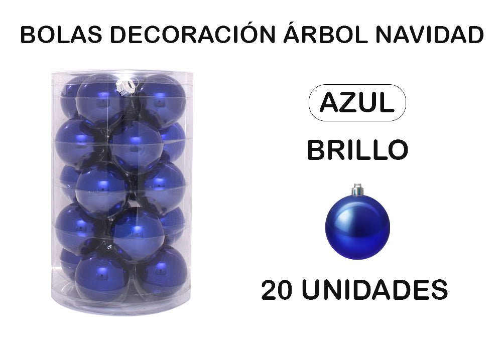 20 bolas de glitter azul decoração de árvore de Natal