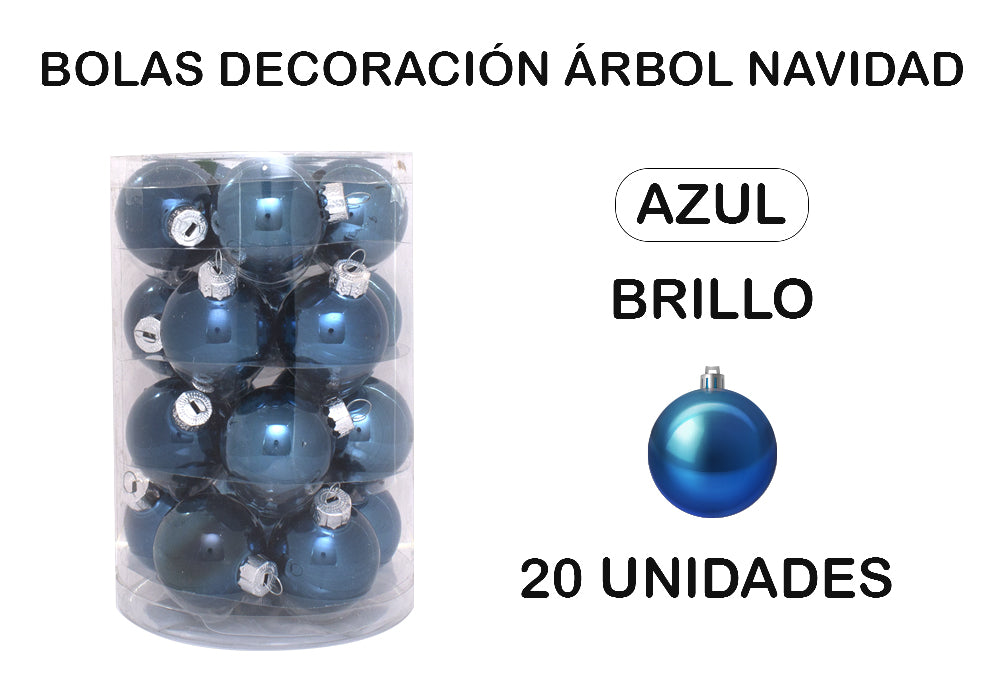 20 bolas de glitter azul decoração de árvore de Natal