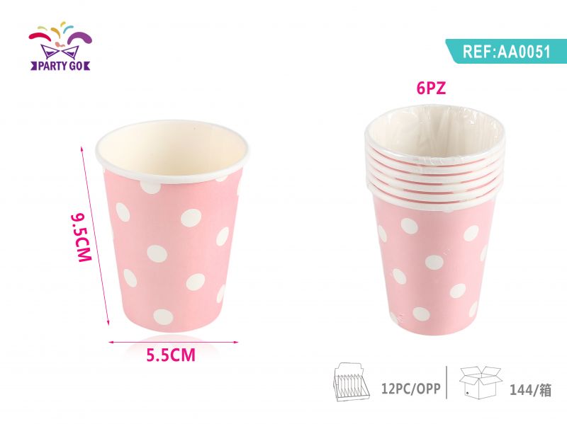 Vaso Papel Lunares Rosa