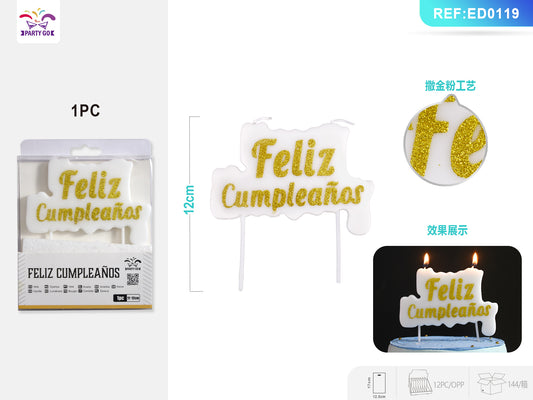 Velas de feliz aniversário com brilho dourado