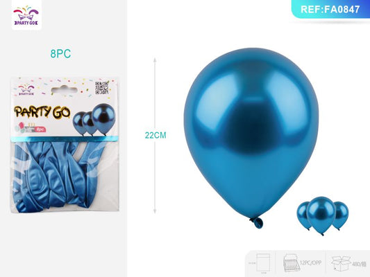 Balão Metálico Azul 1.8G 8Pc