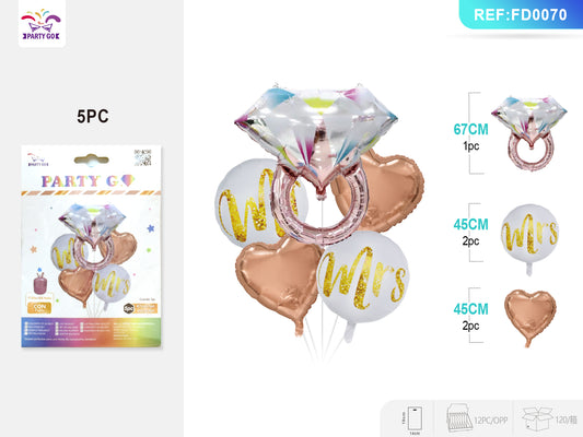 Conjunto de balão Mylar 5 unidades