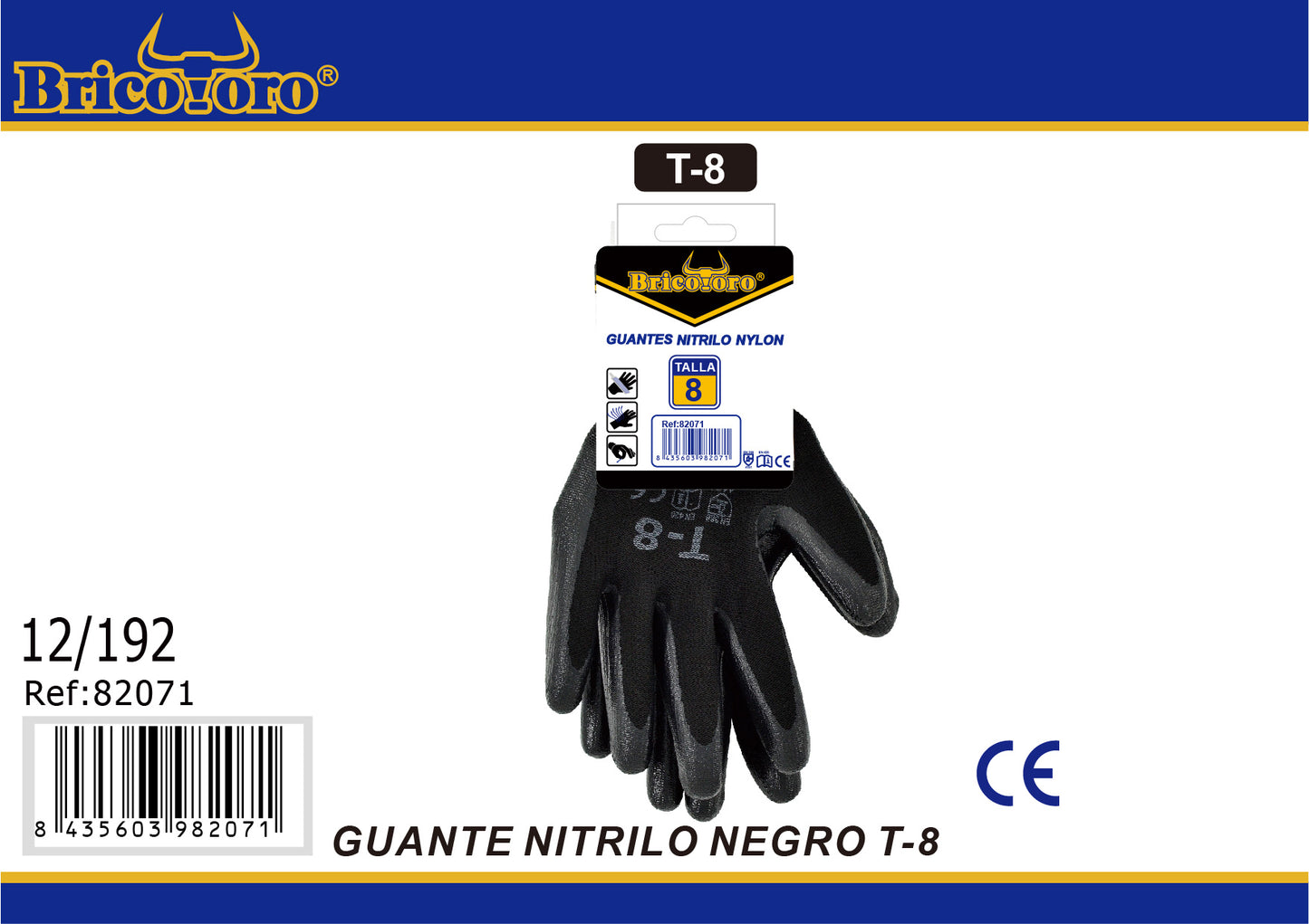 Guante Nitrilo Negro T.8