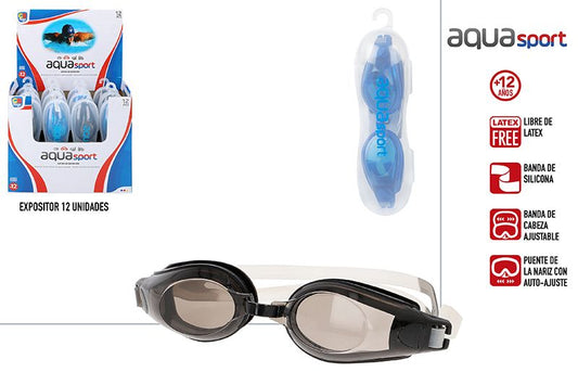Óculos de natação de silicone para adultos - caixa de plástico - Aqua Sport