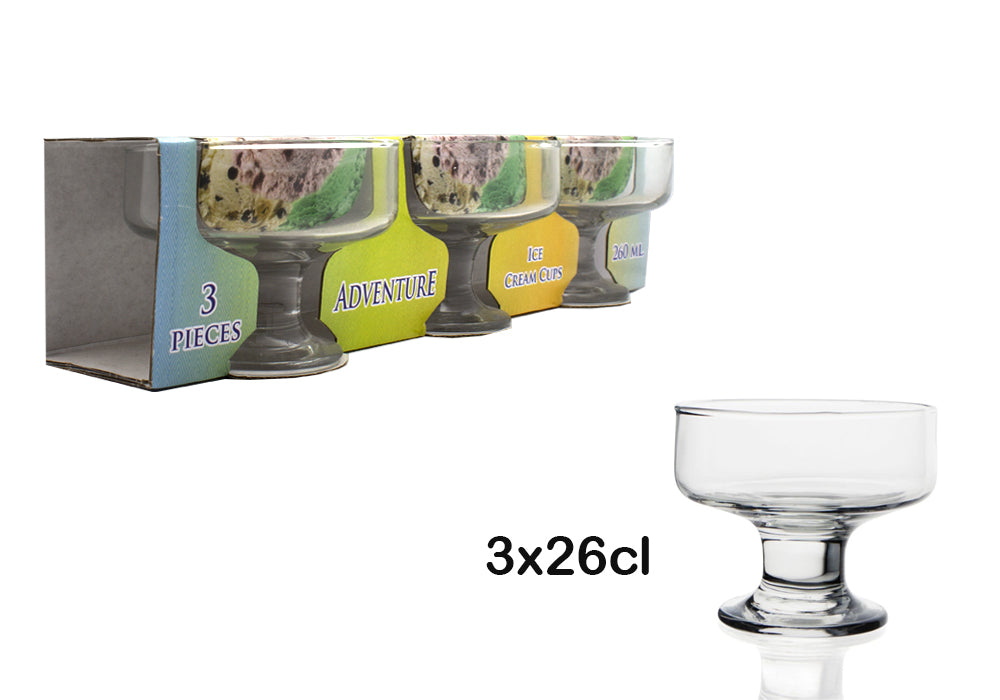 Set 3 copas cristal de helado 26cl