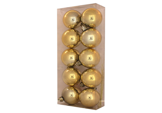 Decoração de árvore de Natal com 10 bolas de brilho dourado