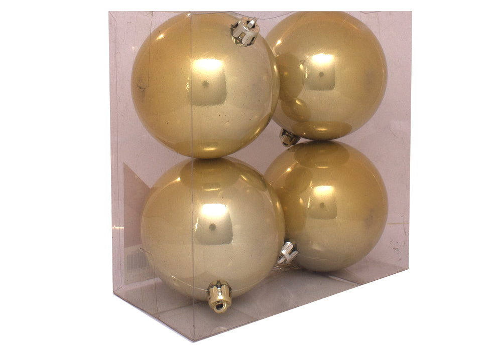 Decoração de árvore de Natal com 4 bolas de brilho dourado