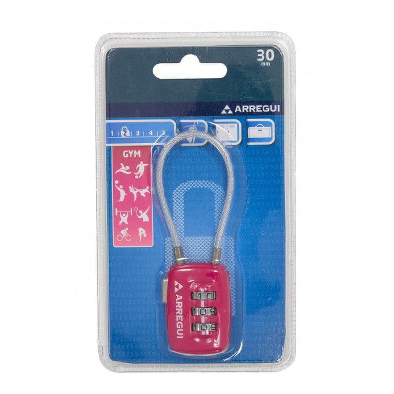 Candado combi - arco flexible rosa - 3 disco Arregui