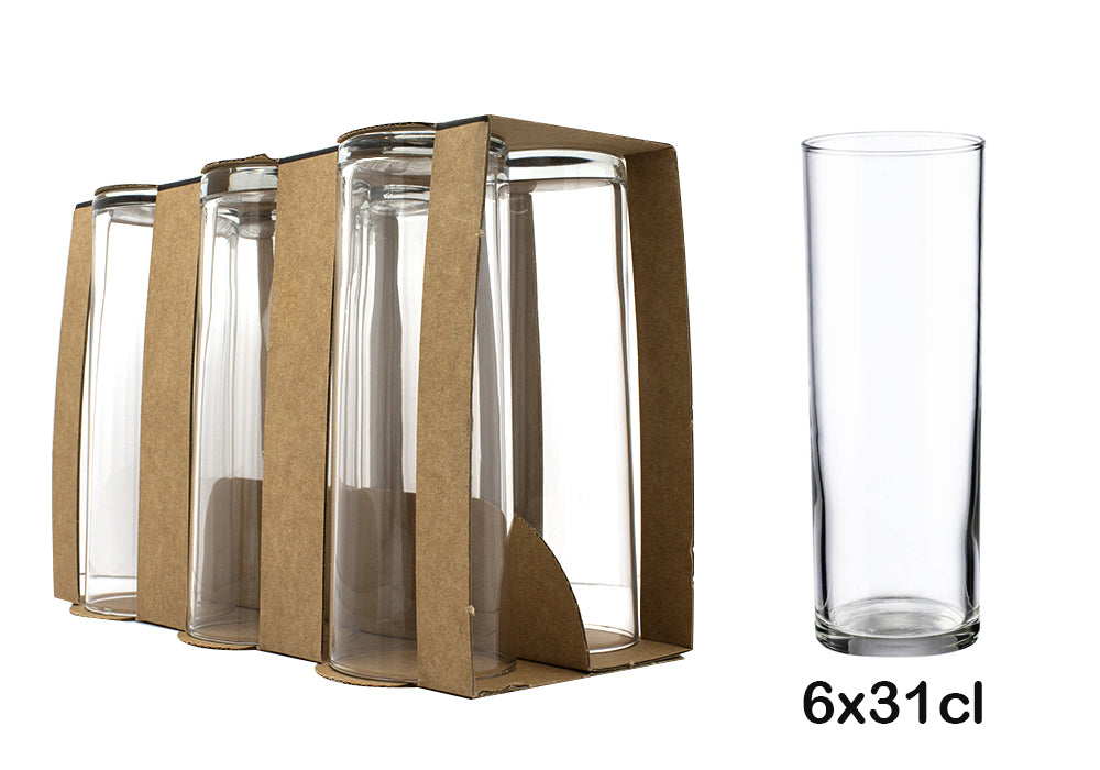 Set 6 vasos de tubo cristal 31cl