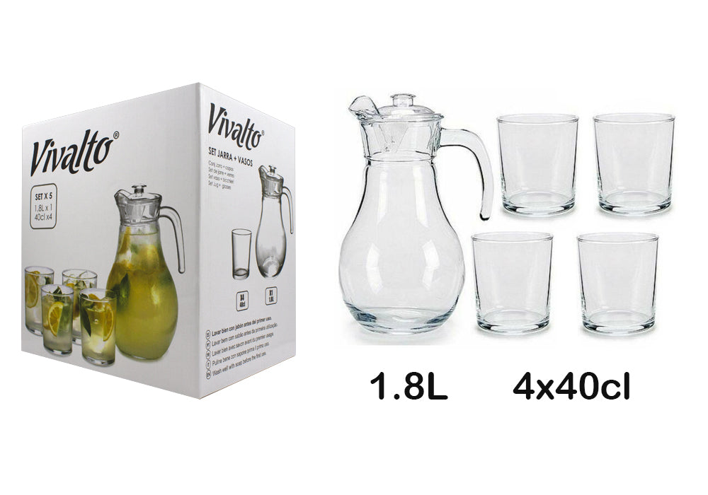 Set Jarra de cristal 1.8L + 4 vasos 40cl