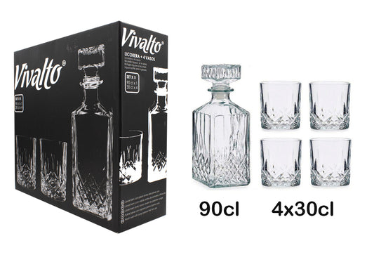 Set Licorera 90cl + 4 vasos cristal30cl