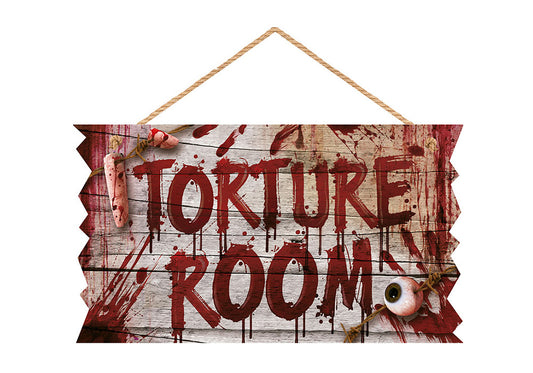 Letrero "Torture Room", 35X20 Cms. Madera