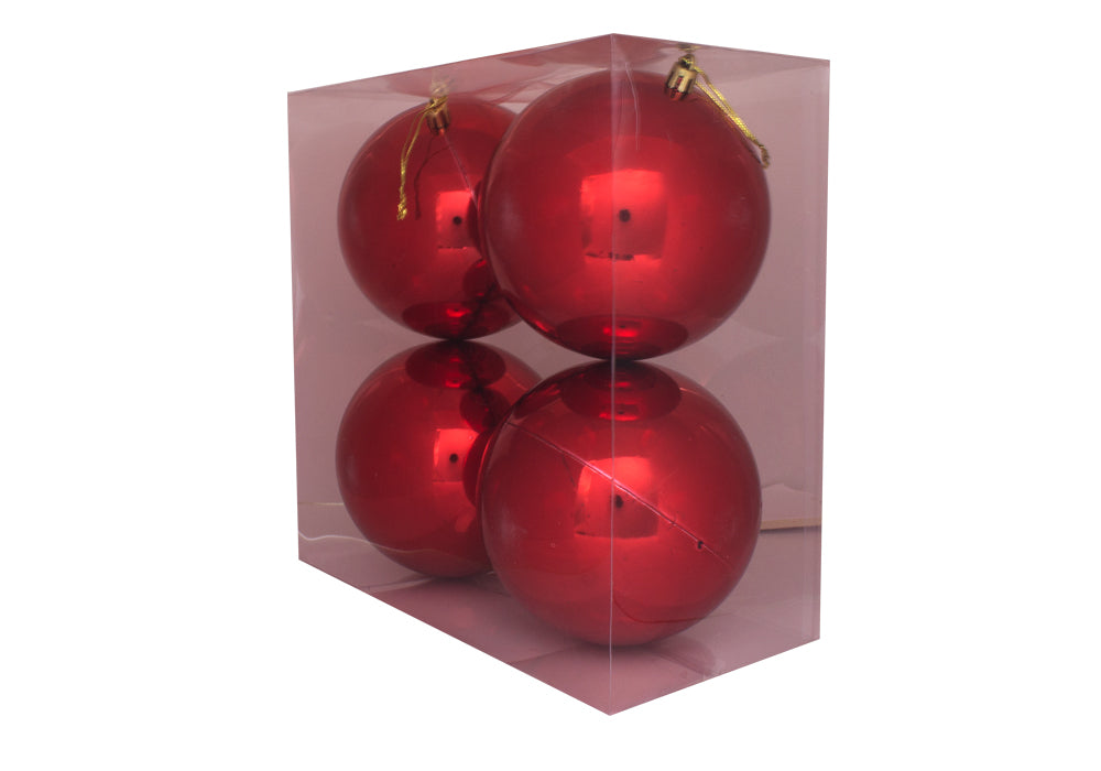 4 Bolas 12 Cm Rojas brillo decoración árbol navidad