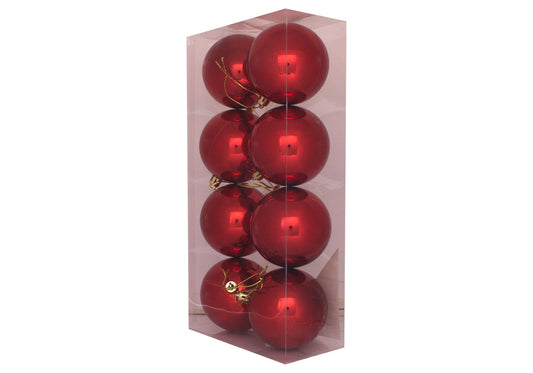 8 Bolas Rojas brillo decoración árbol navidad