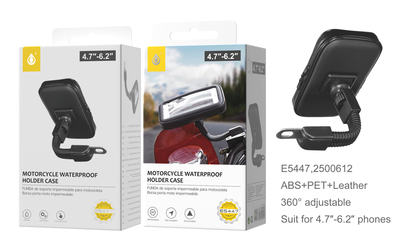 E5447 NE Suporte universal para celular para bicicletas e motocicletas, estojo à prova d'água, preto