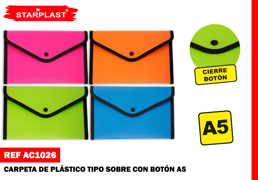 Carpeta Con Boton A5 Plastico