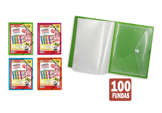 Carpeta 100 Fundas Con Goma A4 Portada Personalizable  Sobre