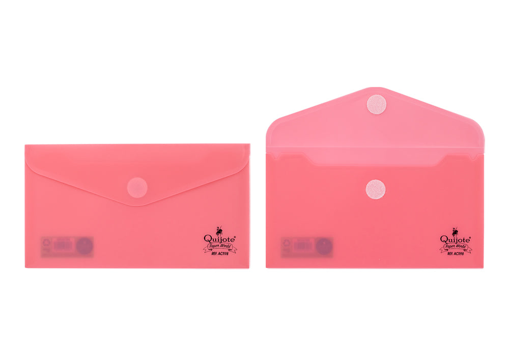 Envelope Plástico 22,5X12,5Cm Fecho Velcro® Rosa