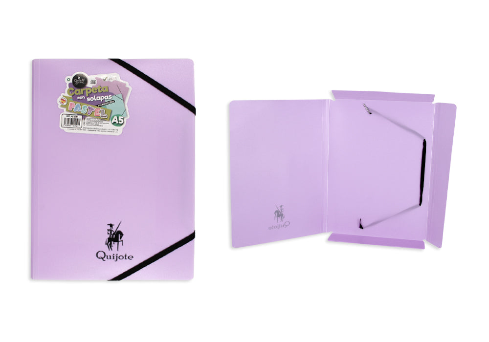 Carpeta Solapas Con Goma A5 Morado Pastel