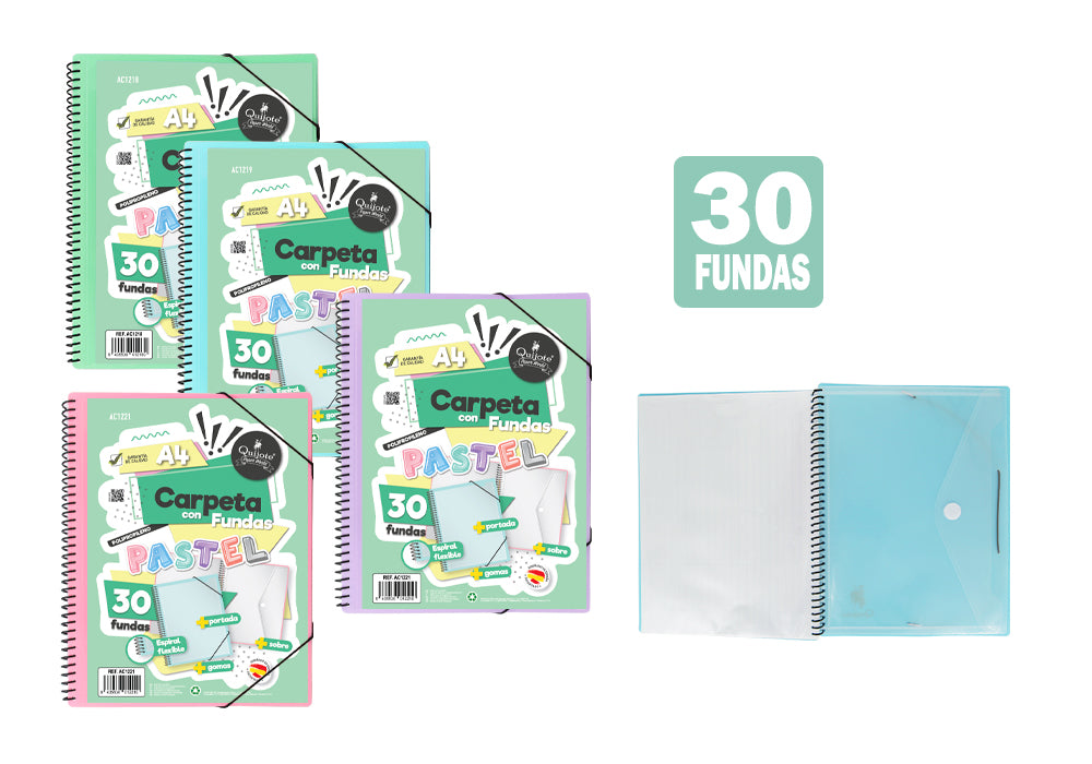 Carpeta Con 30 Fundas A4 Surtido