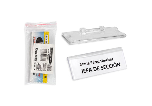 Placa Identificadora Con Clip 70X25Mm Transparente