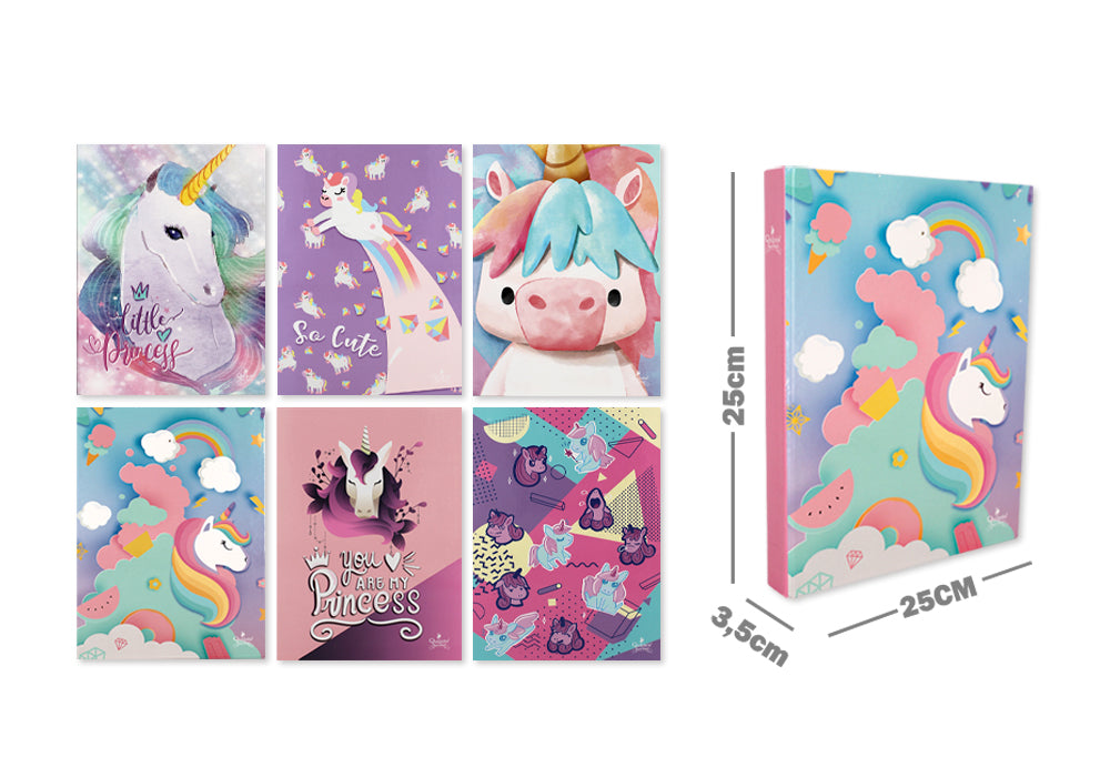 Carpeta 4 Anillas Mixtas Diseño Unicornios