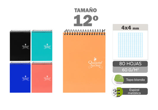 Libreta Vertical 12º 85X125Mm 80H 60G/M2 Cuadros 4X4