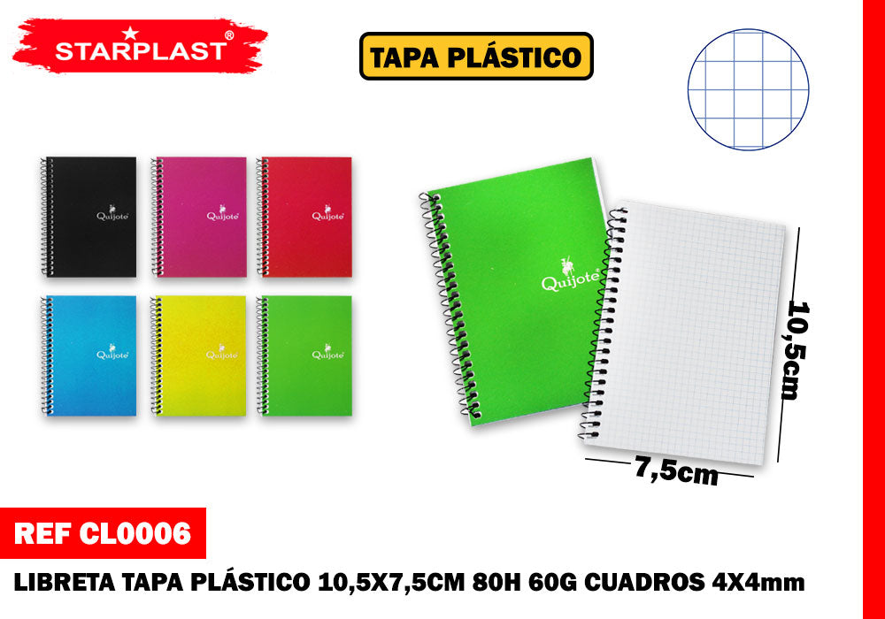 Caderno 75X105 80H 60G/M2 Esquadra 4X4Mm Capa Plástica