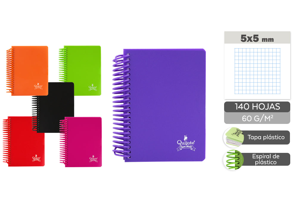 Caderno T/P A6 140H 60G C.5X5Mm Col.Fluor