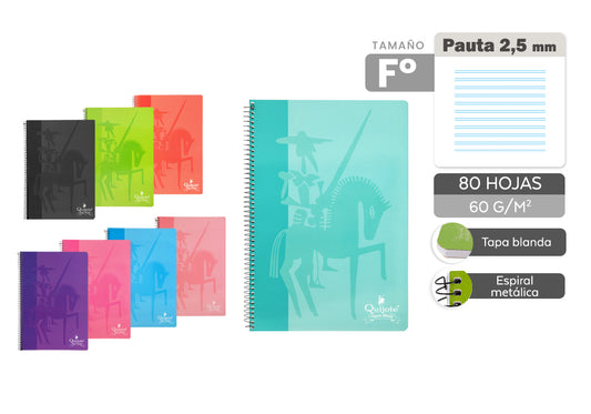 Cuaderno Espiral Folio 80H 60G/M2 Pautado 2.5 Tapa Blanda