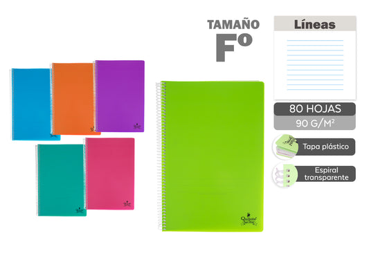 O fólio espiral flexível 80H 90G/M2 do caderno alinha a tampa plástica